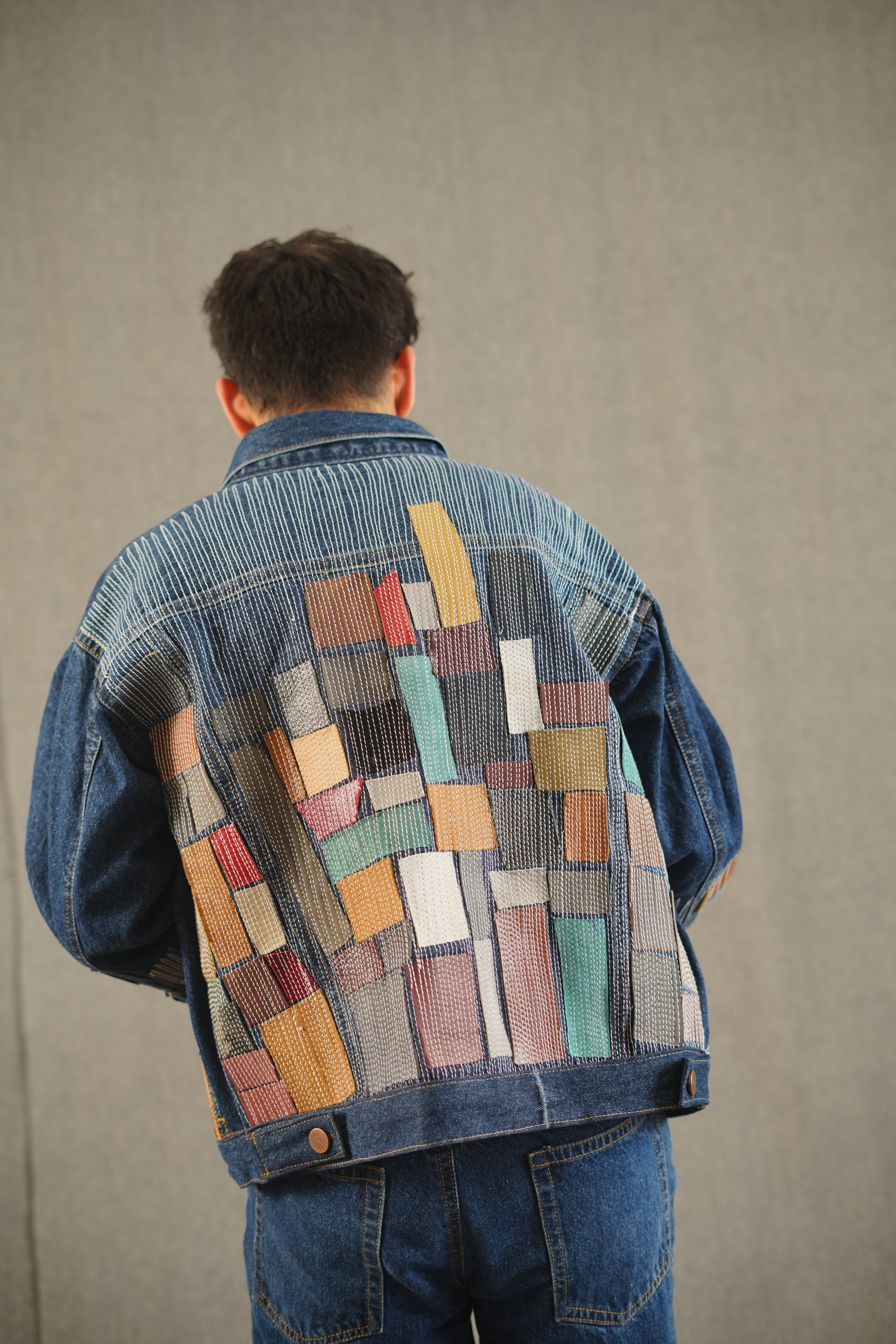 Midnight Mosaic Leather Patchwork Jacket