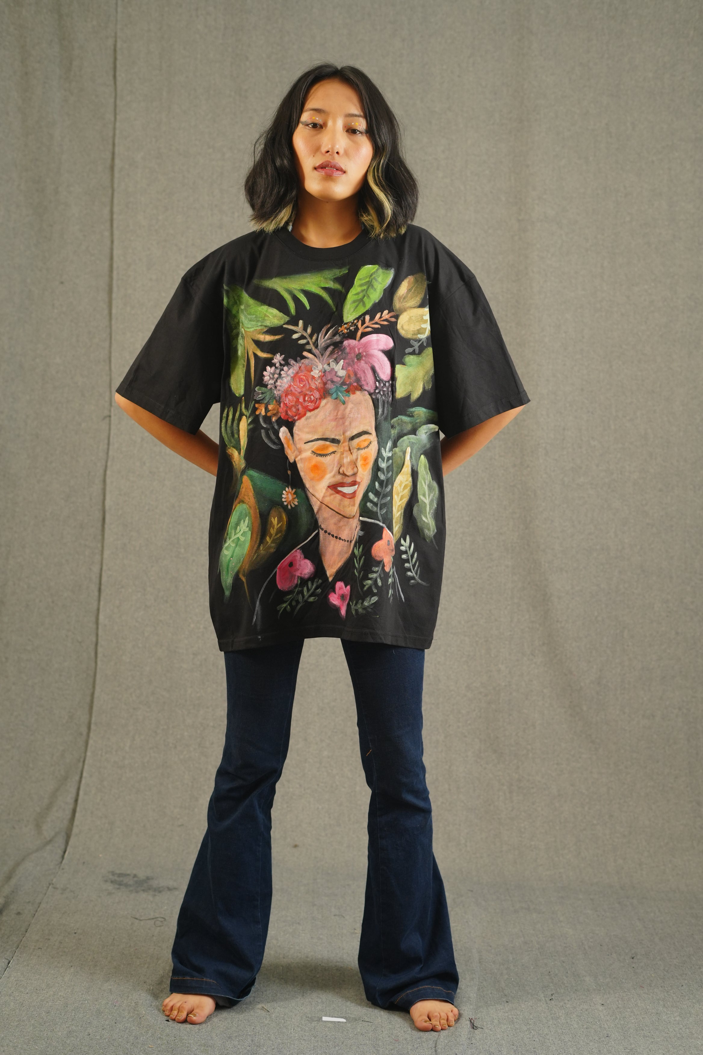 Hand Painted Lady face painting black tee