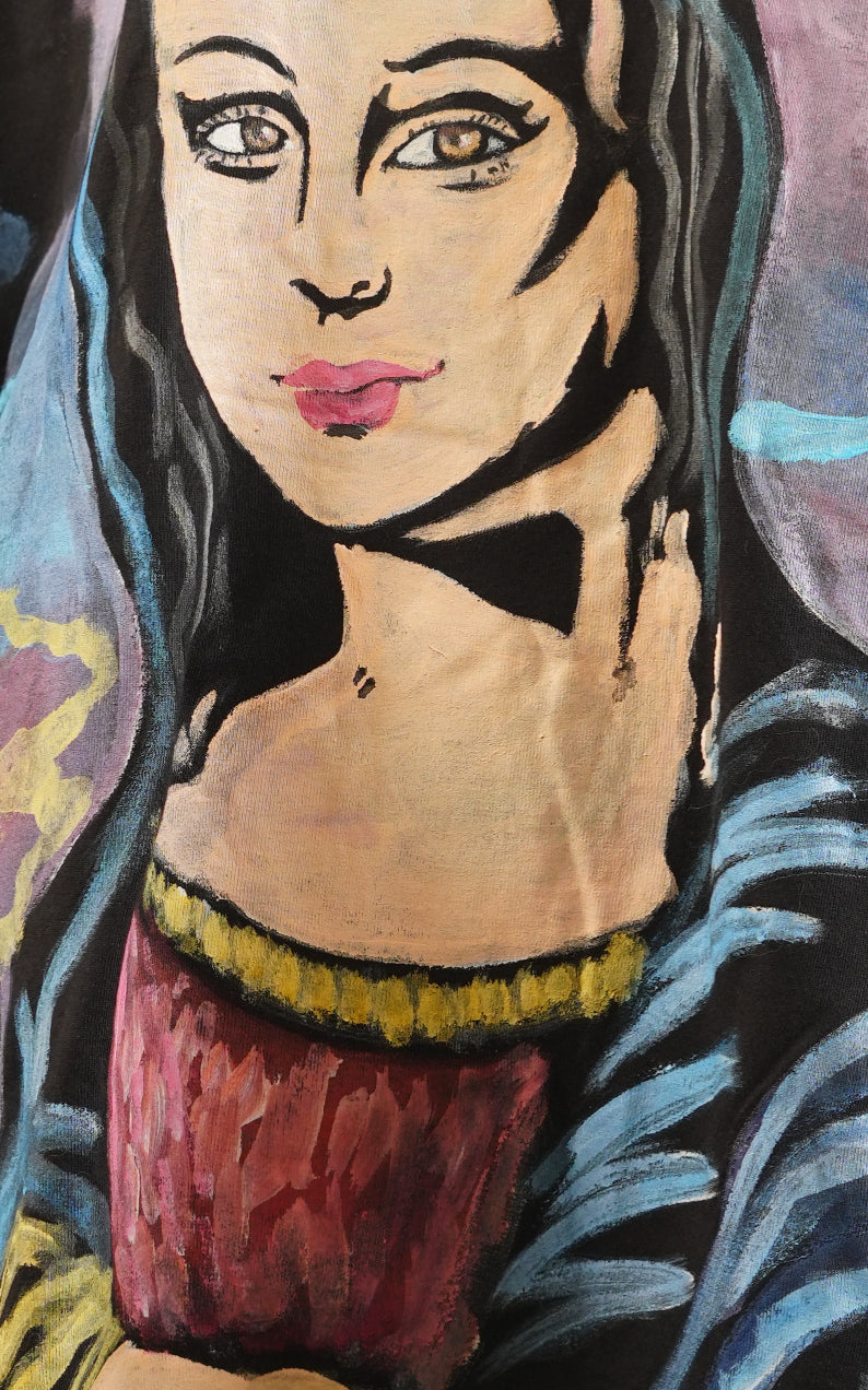 Hand Painted Mona Lisa black tee