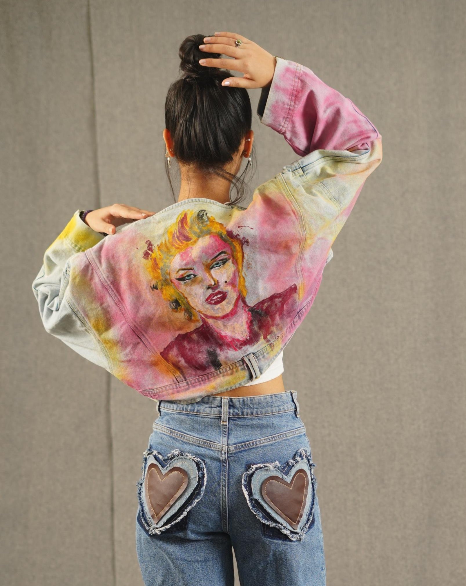 Hand-Painted Mystic Maiden Crop Light Blue Jacket