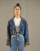 Hand-Painted Mystic maiden Crop Dark Blue Jacket