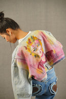 Hand-Painted Mystic Maiden Crop Light Blue Jacket