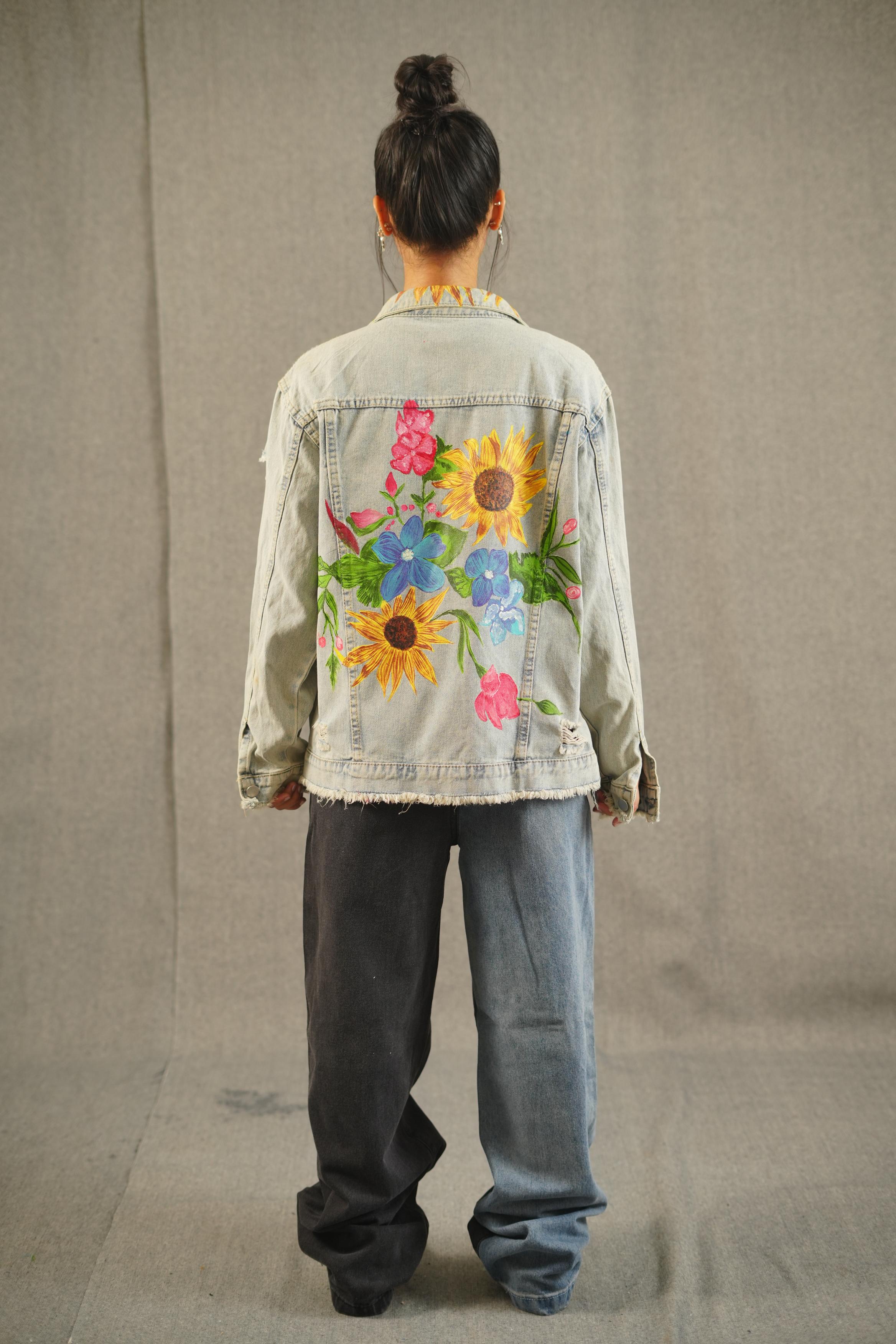 Short Floral Torn Hand-Painted Jacket