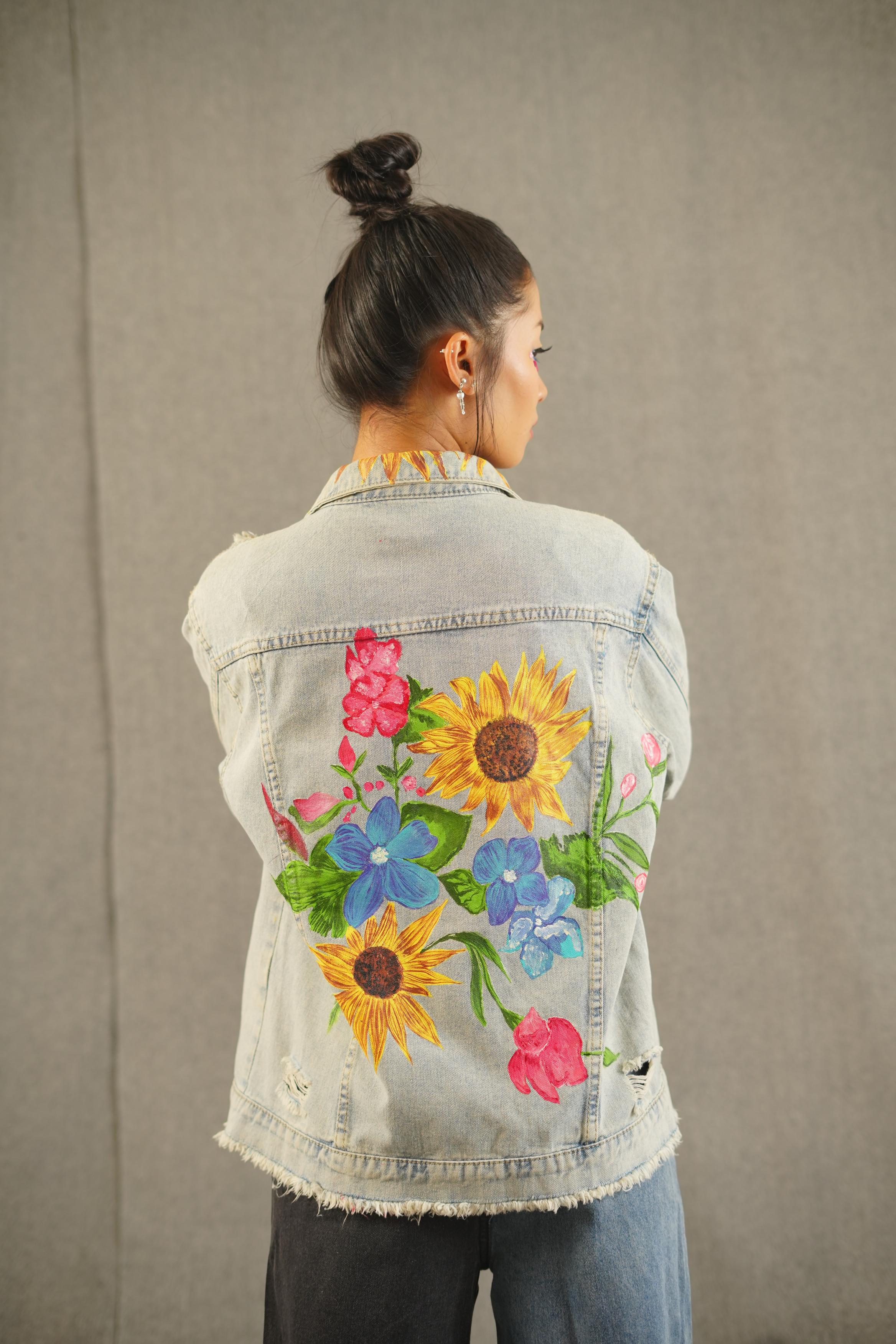 Short Floral Torn Hand-Painted Jacket