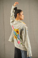 Short Floral Torn Hand-Painted Jacket