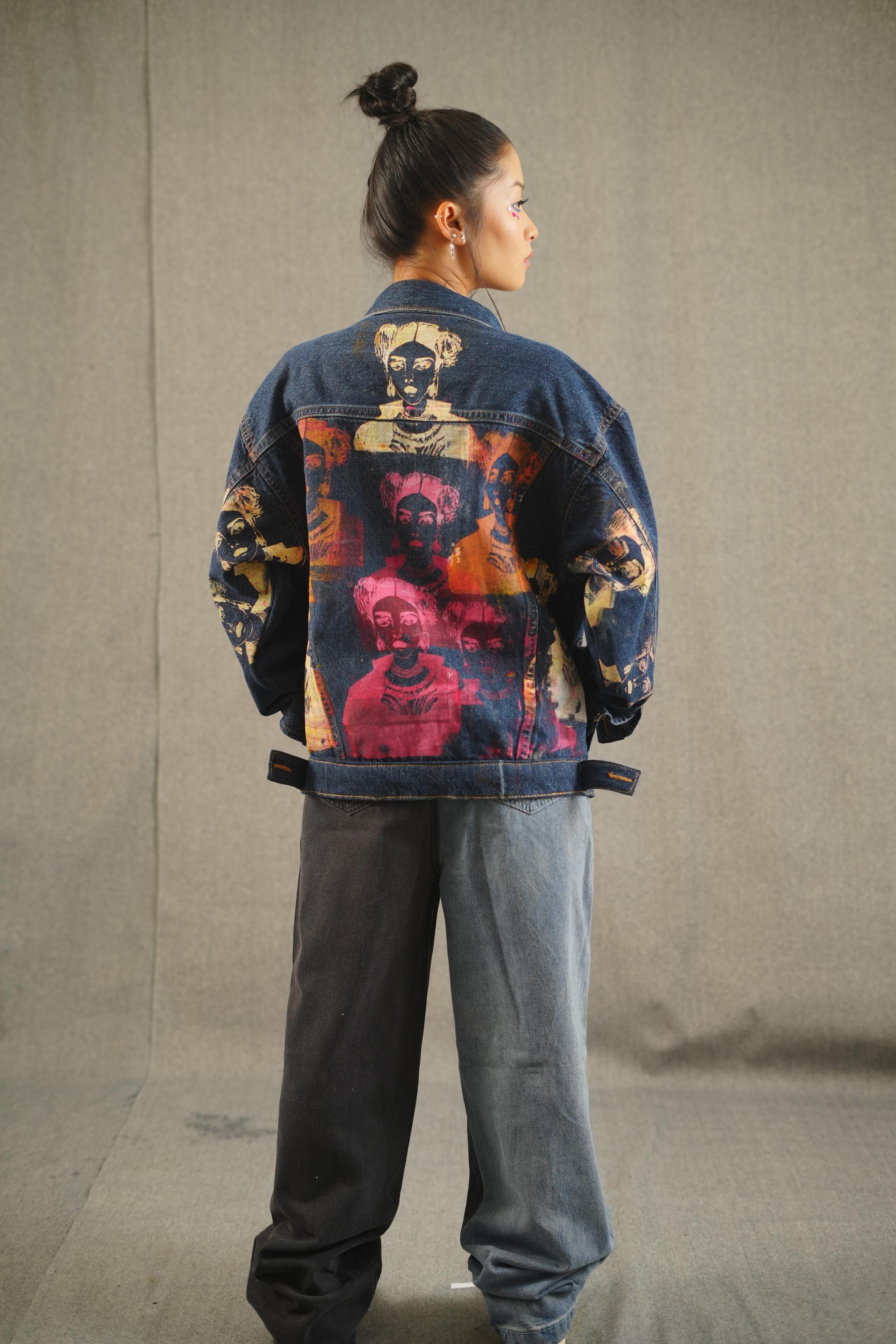 Frida’s Echoing Rhapsody Screen Printed Dark Blue Jacket