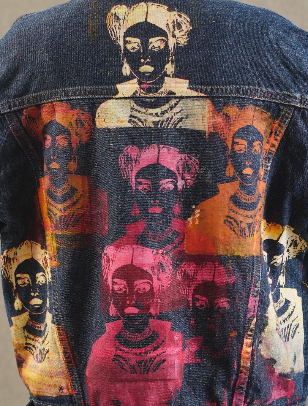 Frida’s Echoing Rhapsody Screen Printed Dark Blue Jacket