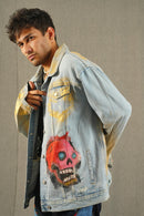 Light Blue Abstract Hand-Painted Jacket