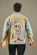 Light Blue Abstract Hand-Painted Jacket