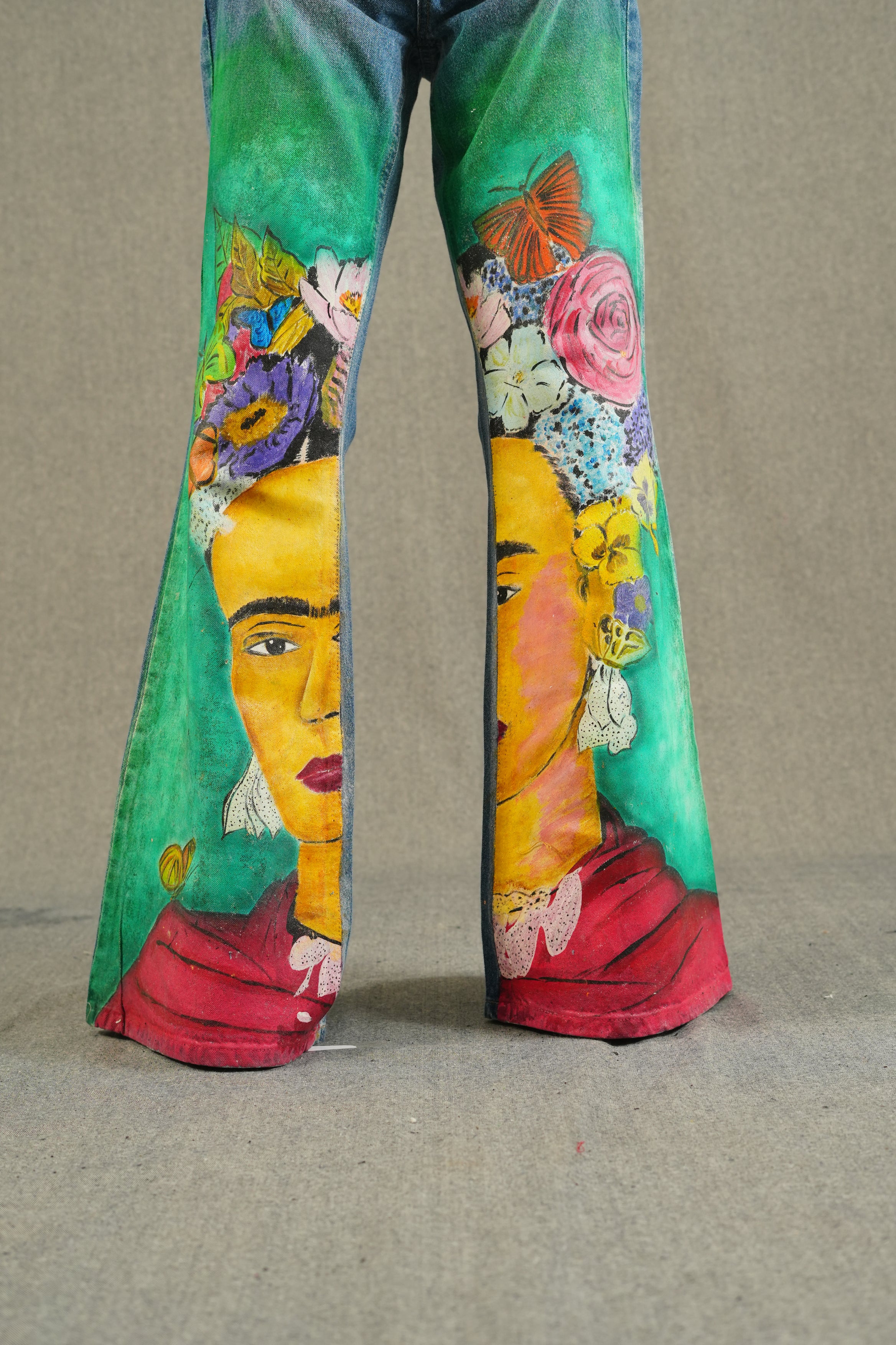 Boho Chic Frida Flare Hand painted Jeans