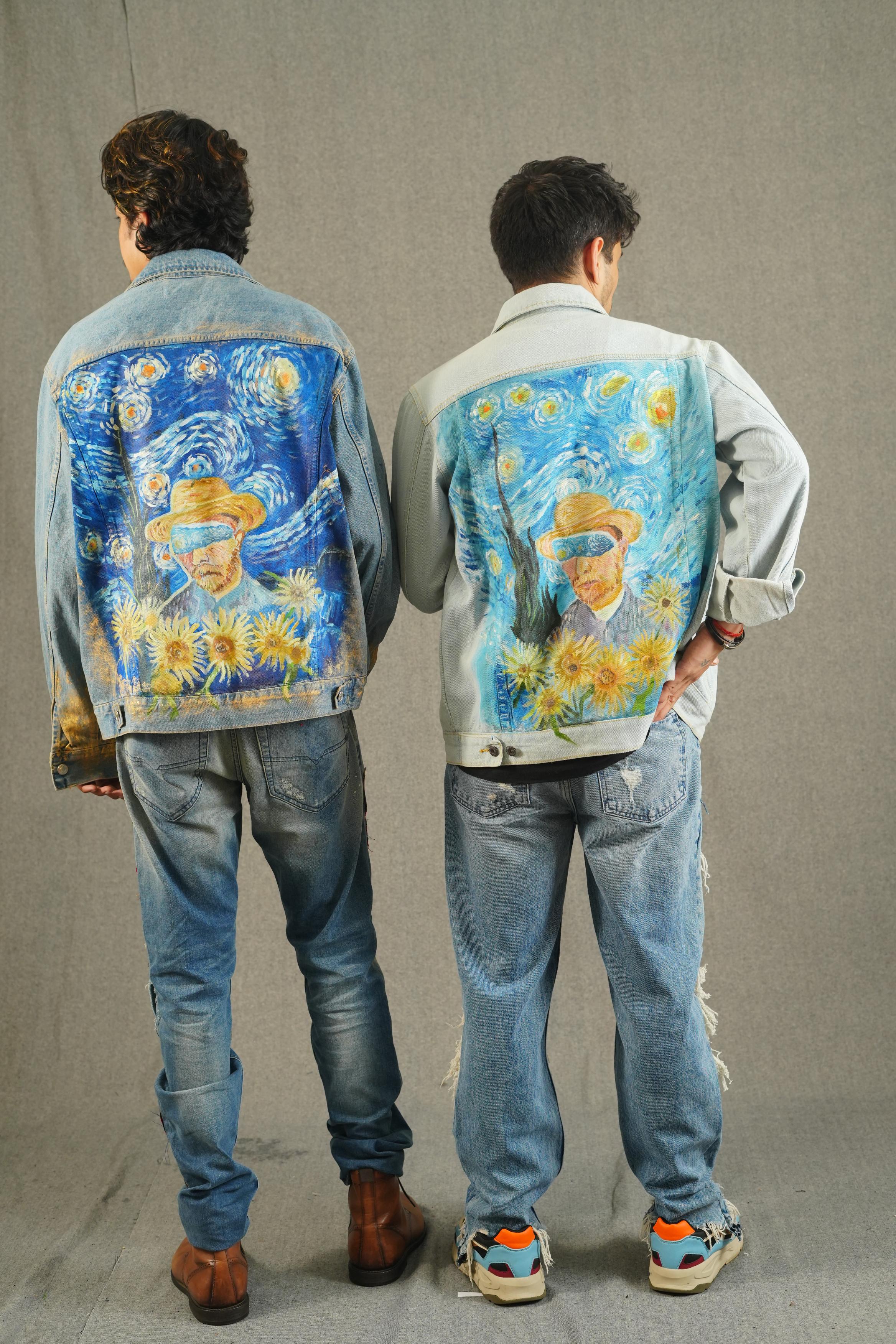 Light Starry Night Hand-Painted Jacket