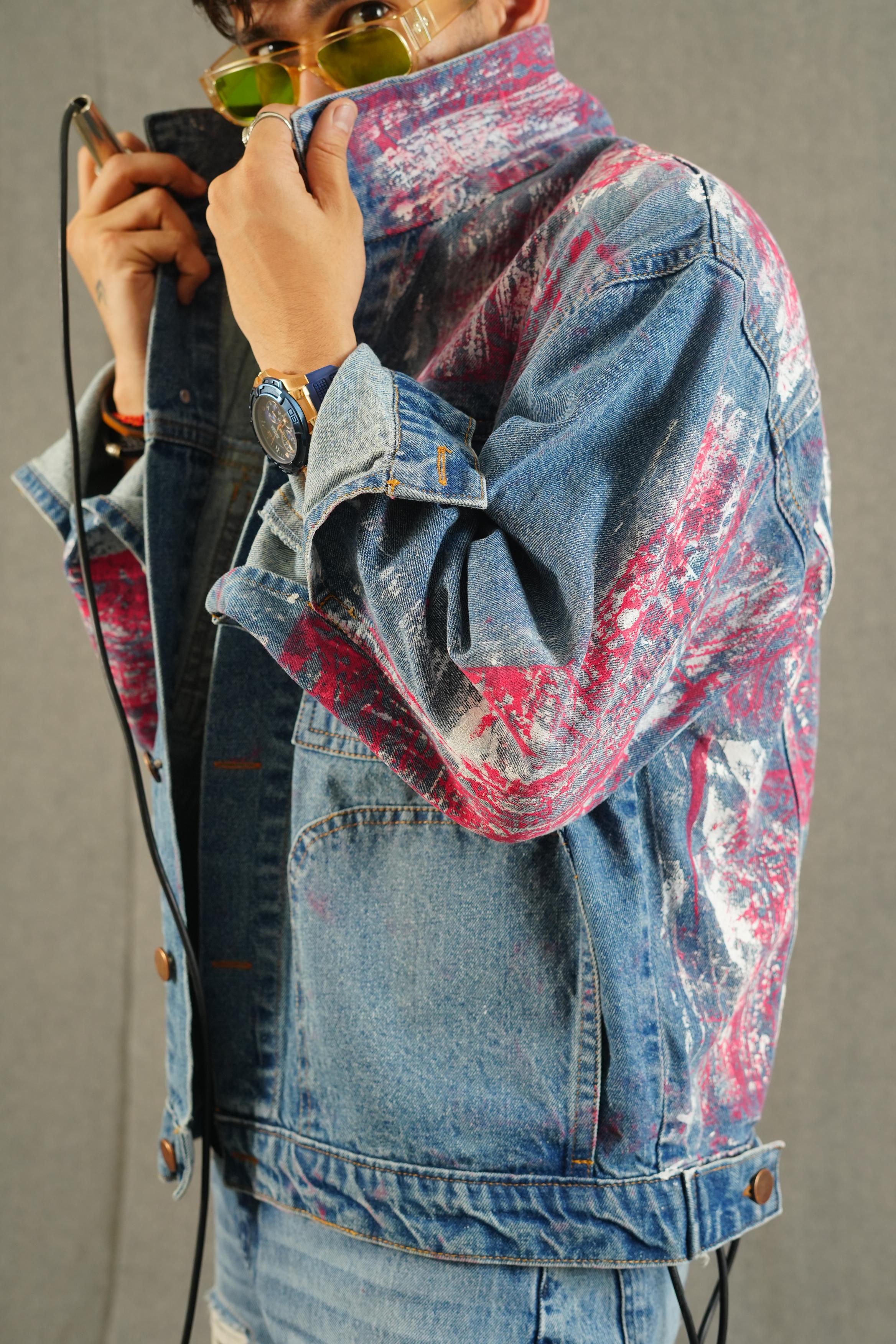 Crimson Screen Texture Symphony Jacket