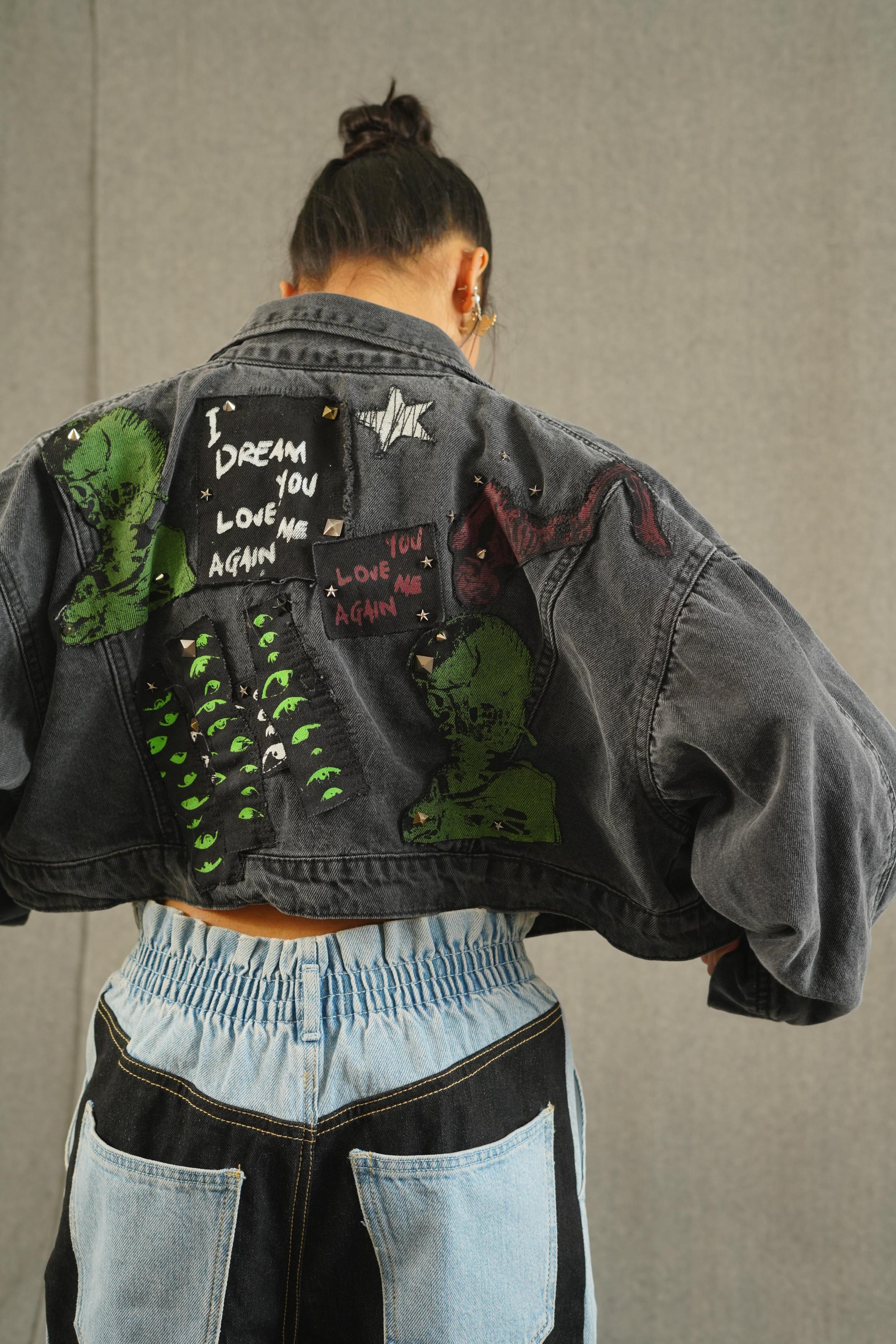 Love-struck Rebel Patchwork Crop Jacket