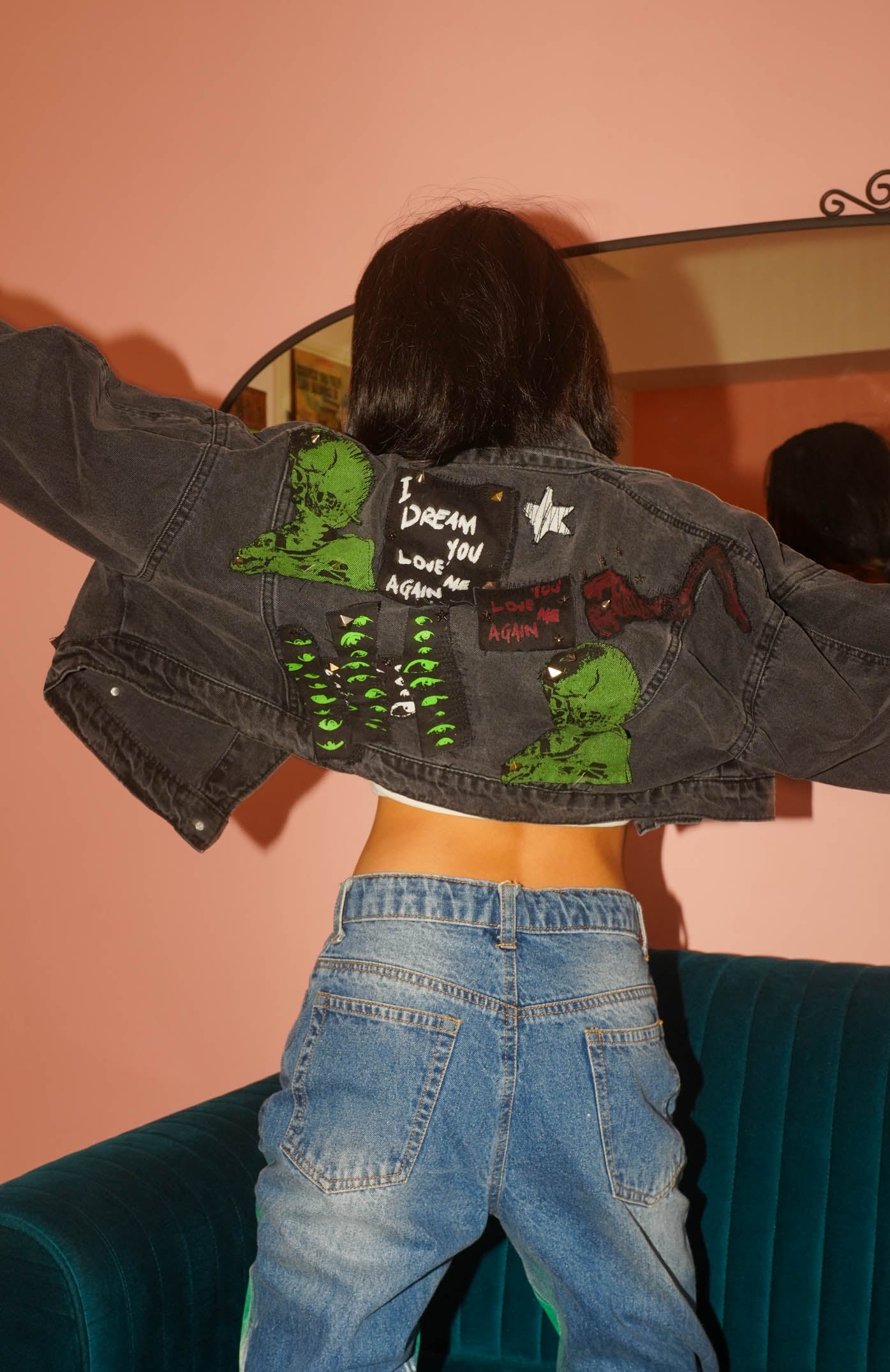 Love-struck Rebel Patchwork Crop Jacket