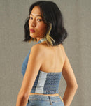 Two Tone Front Chain Denim Crop Vest